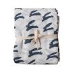 Gifts Fine Little Day Eid Gift Shop | 100% Organic Rabbit Muslin Blanket, White/Night Blue By Fine Little Day