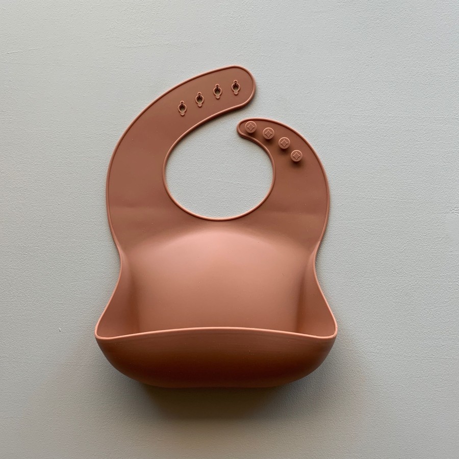 Baby Rommer Bibs | Solid Silicone Bib In Cinnamon By Rommer