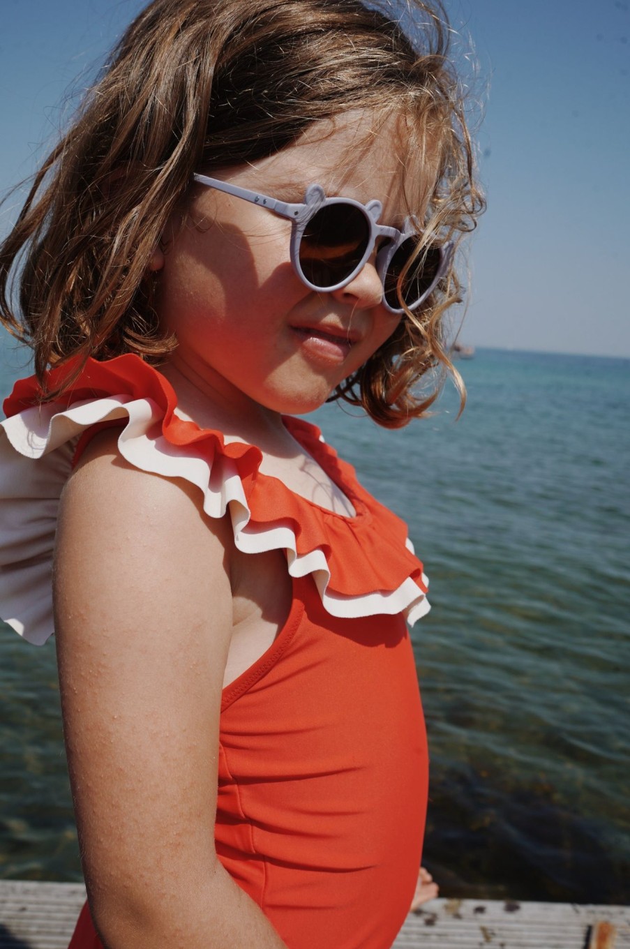 Gifts Konges Slojd Summer Shop | Moule Frill Swimsuit With Upv 50+ | Fiery Red