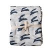 Baby Fine Little Day Blankets & Swaddles | 100% Organic Rabbit Muslin Blanket, White/Night Blue By Fine Little Day