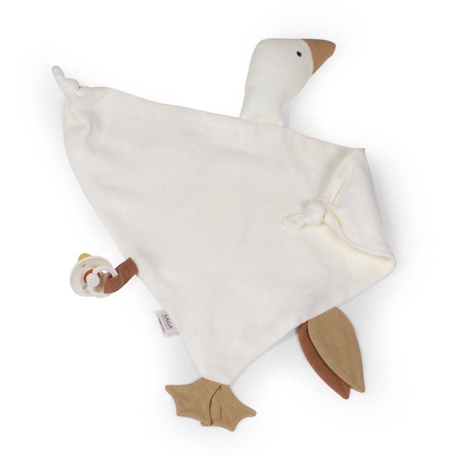 Baby SAGA Copenhagen Soft Toys | Organic Cotton Goose Cuddle Cloth | Cream