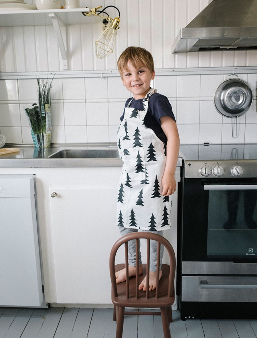 Play & Learn Fine Little Day Pretend Play | Gran Wax Child Apron In Black/White By Fine Little Day