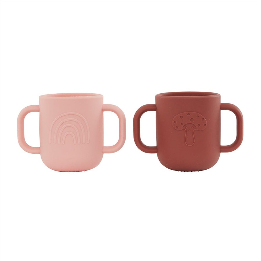 Baby OYOY Baby Mealtime | Kappu Infant Cup - Pack Of 2 | Coral / Nutmeg