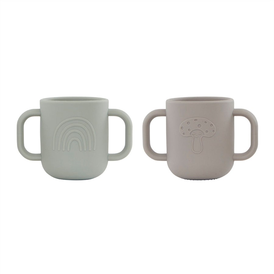 Baby OYOY Baby Mealtime | Kappu Infant Cup - Pack Of 2 | Clay / Pale Mint