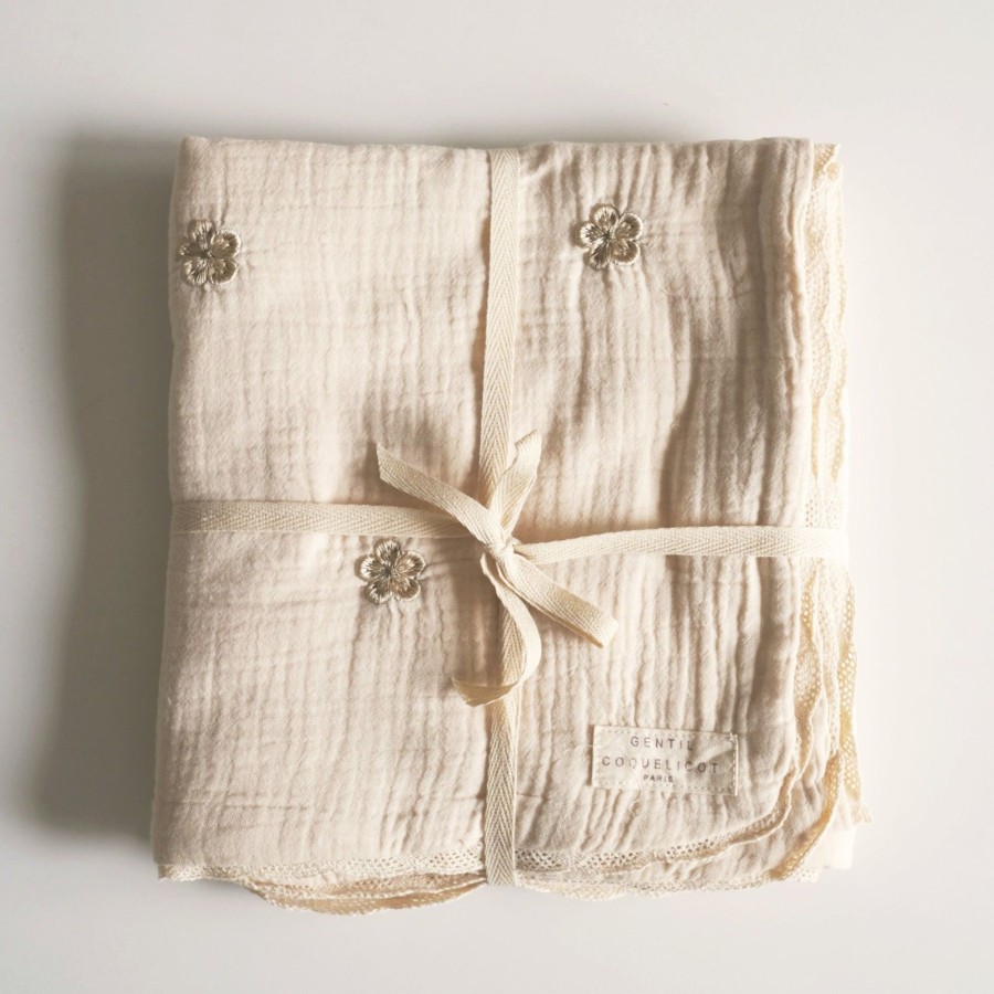 Baby Gentil Coquelicot Blankets & Swaddles | Flowers Embroidered Blanket