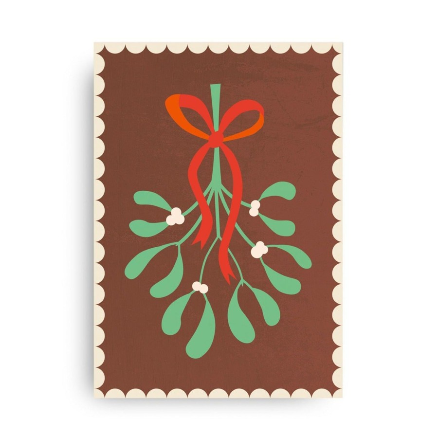 Gifts MONIMARI Gifts For Newborns | Christmas Mistletoe Postcard By Monimari | Brown