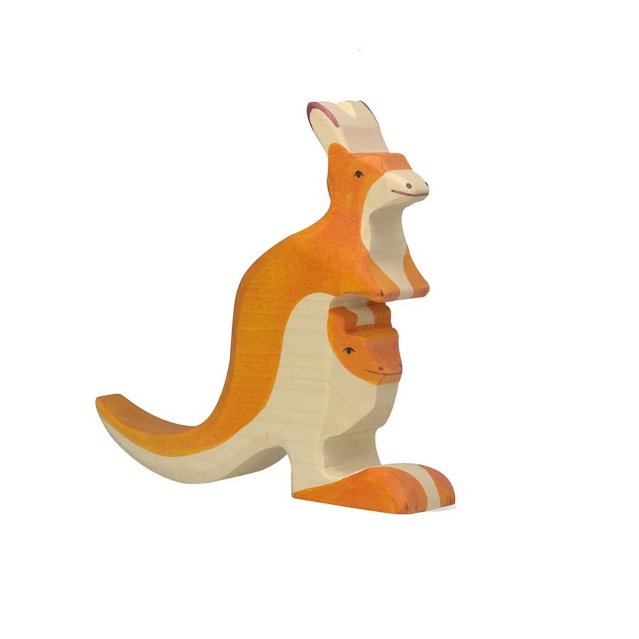 Play & Learn Holztiger Wooden Toys | Kangaroo With Young Wooden Figure