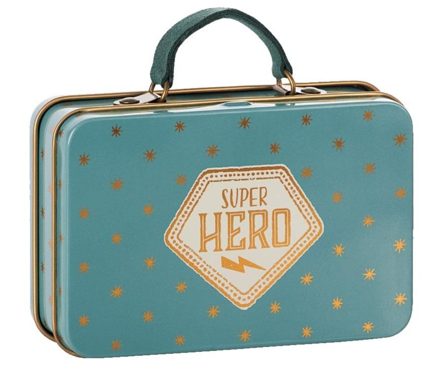 Gifts Maileg Little Treats | Super Hero Metal Suitcase - Blue & Gold Stars