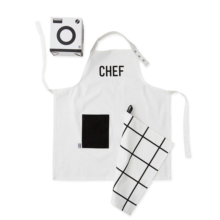 Play & Learn Design Letters Pretend Play | Kids Apron & Tea Towel Set | White