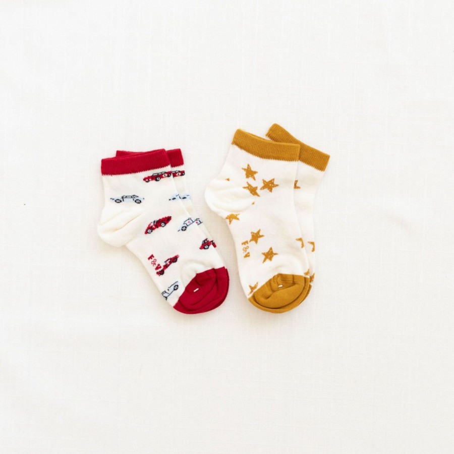 Clothing & Accessories Fin & Vince Socks, Booties & Tights | Printed Short Socks | Goldenrod Shooting Stars