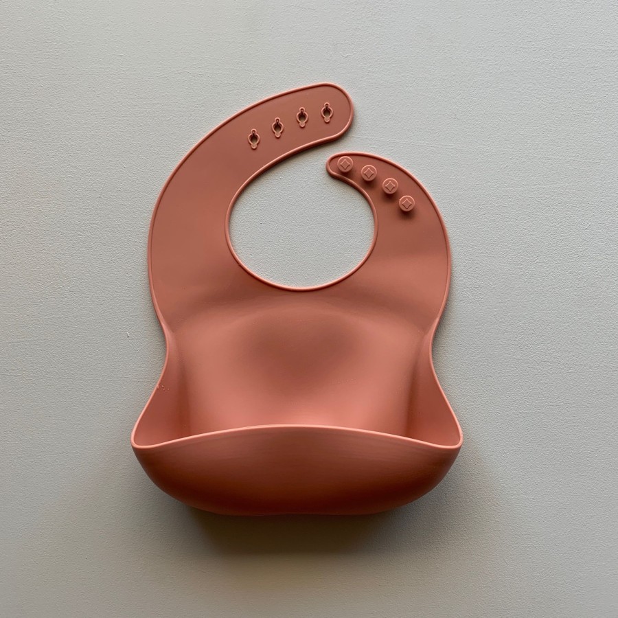 Baby Rommer Bibs | Solid Silicone Bib In Clay By Rommer