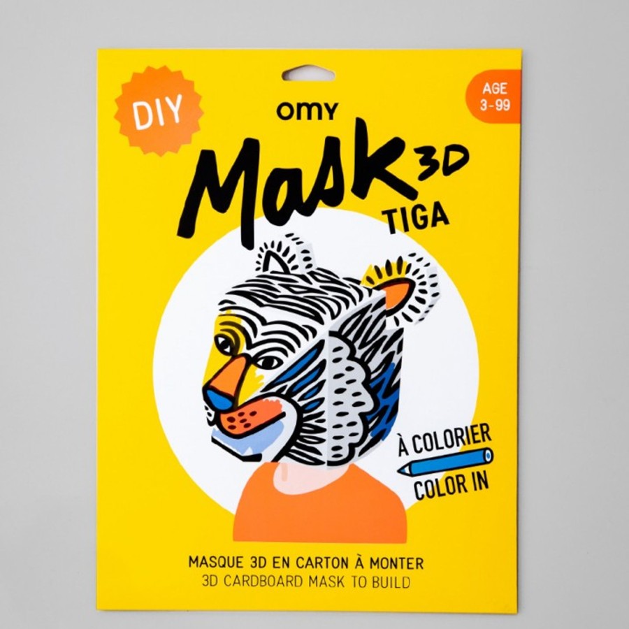 Play & Learn OMY Costume & Dress Up | Omy Tiga 3D Cardboard Colouring Mask