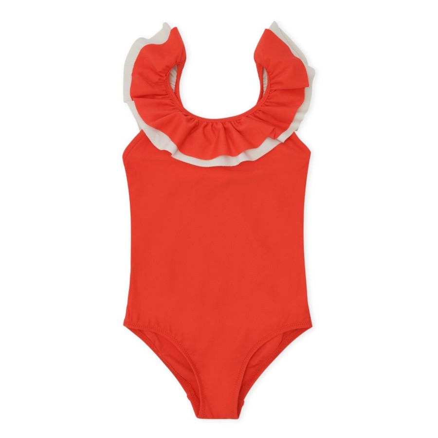 @Home Konges Slojd Valentines | Moule Frill Swimsuit With Upv 50+ | Fiery Red