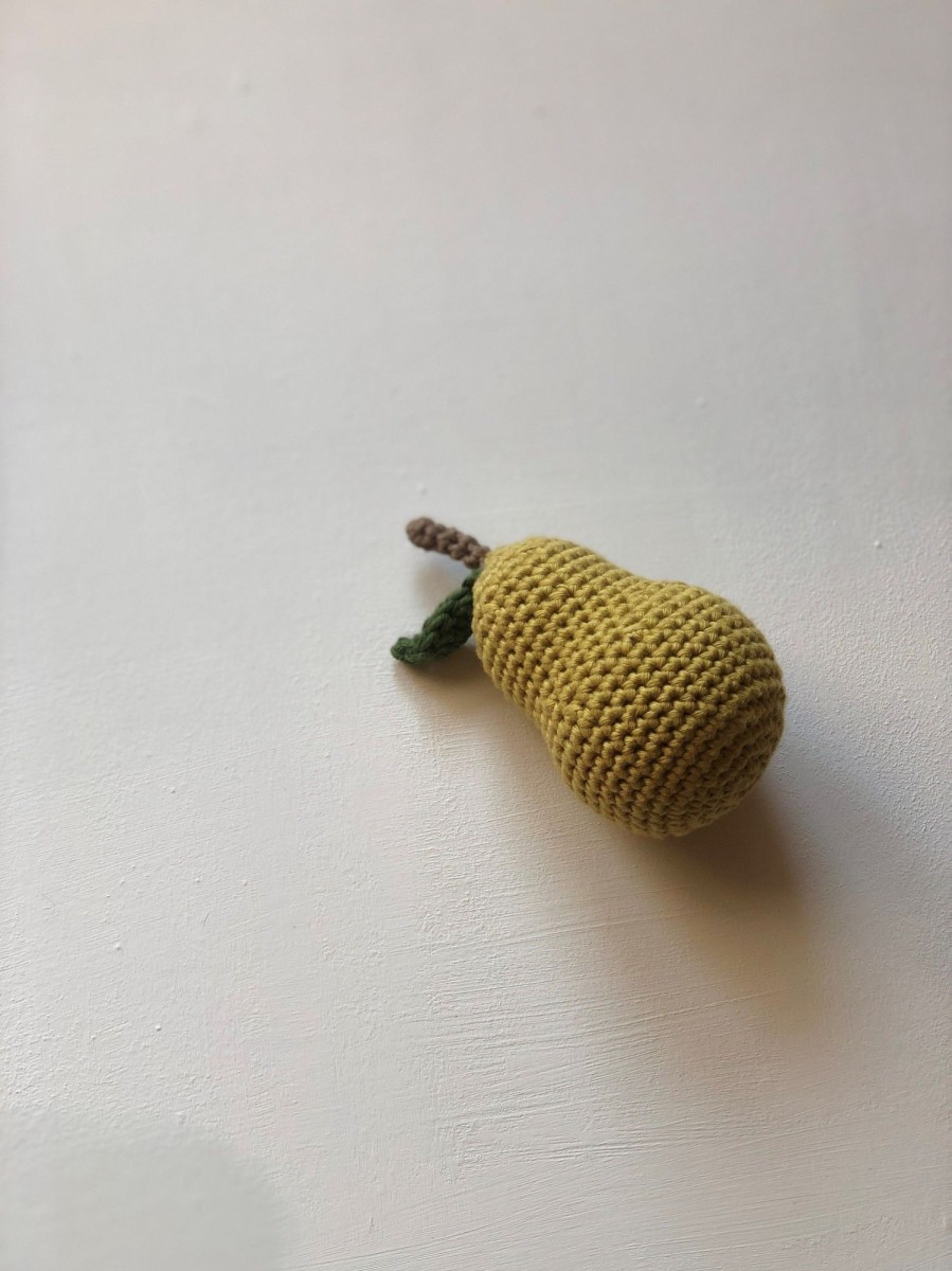 Baby TadaaamBrand Rattles & Pram Toys | Crochet Fruit Rattle | Pear