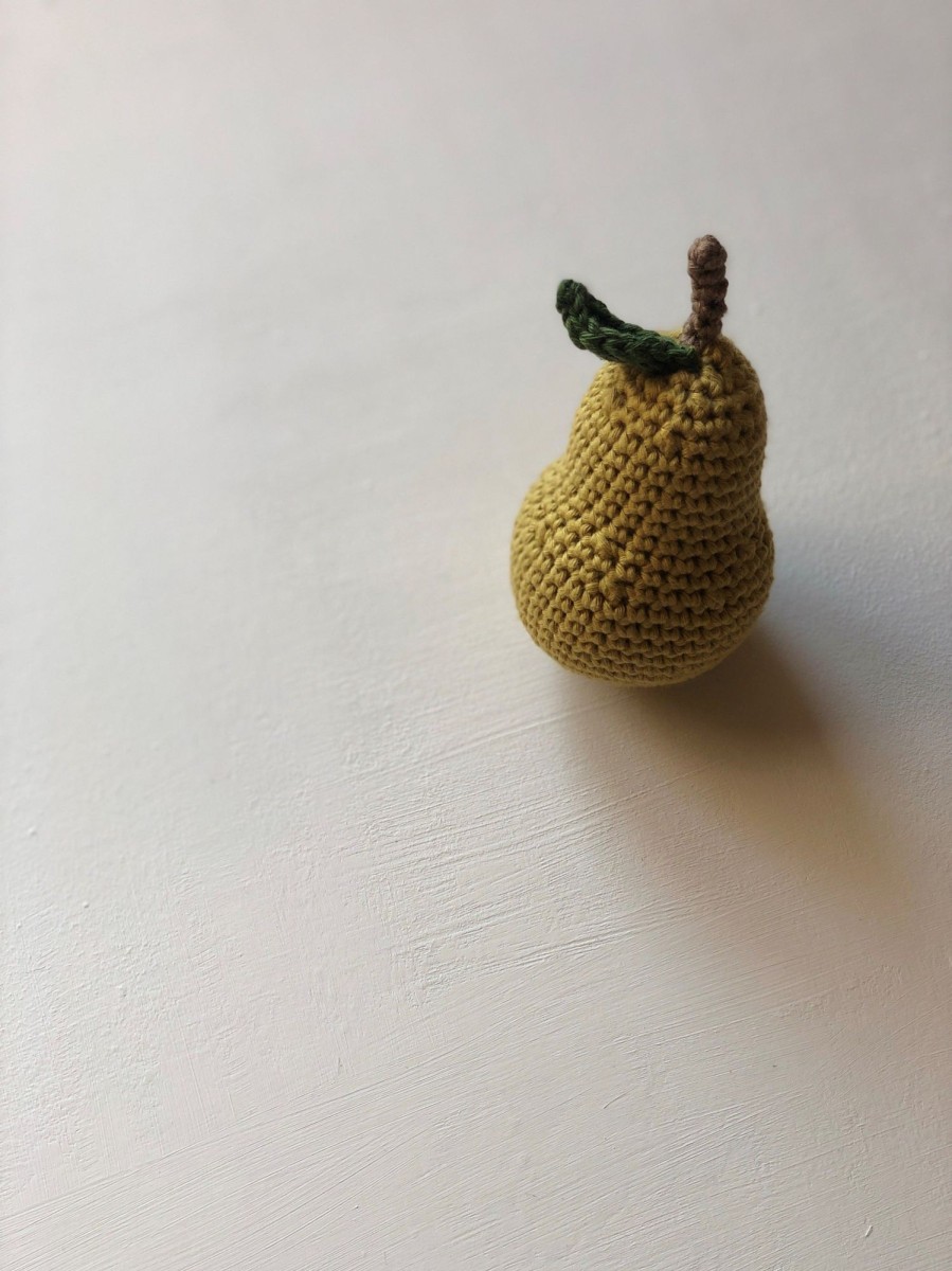 Baby TadaaamBrand Rattles & Pram Toys | Crochet Fruit Rattle | Pear