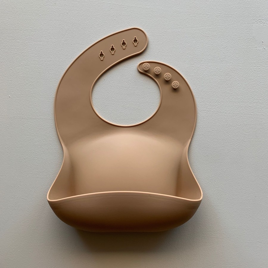 Baby Rommer Bibs | Solid Silicone Bib In Biscuit By Rommer