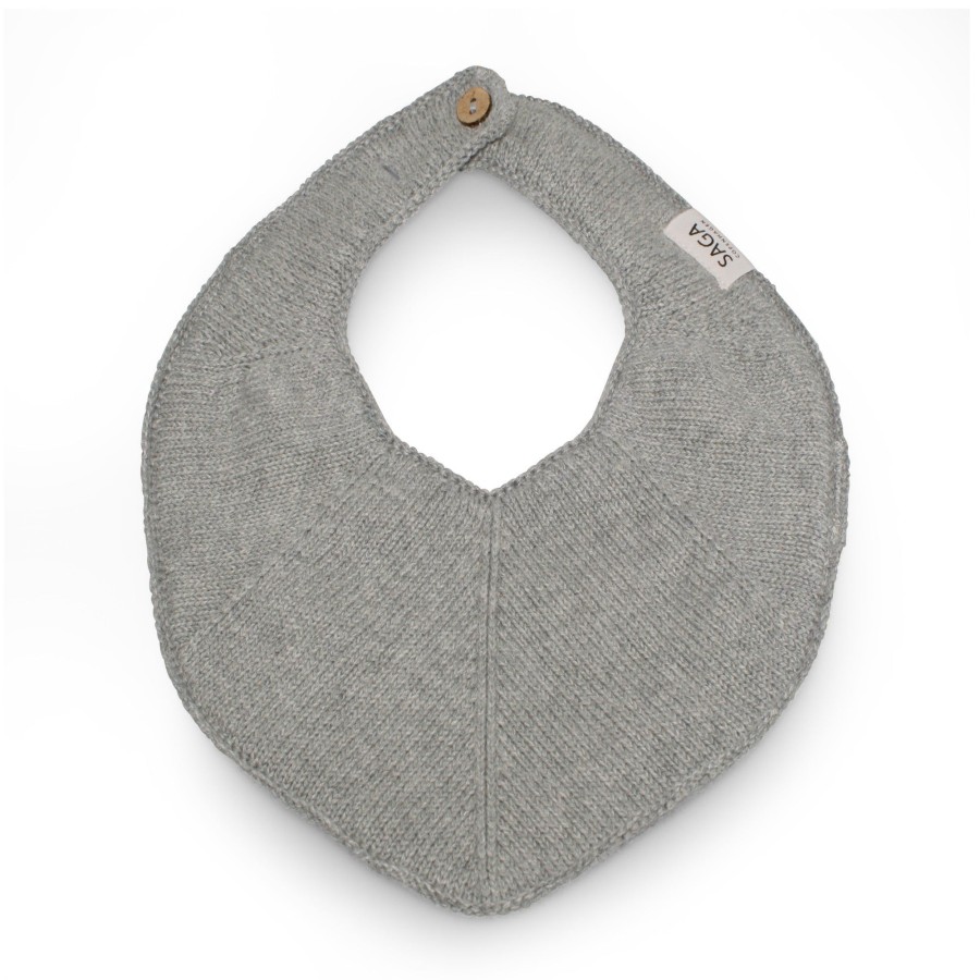 Baby SAGA Copenhagen Bibs | Organic Cotton Knitted Bib | Grey Melange